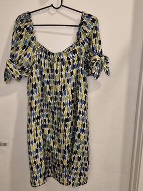 Nanette Lepore Silk Multicolor Leaf-Print Midi Dress Size 10